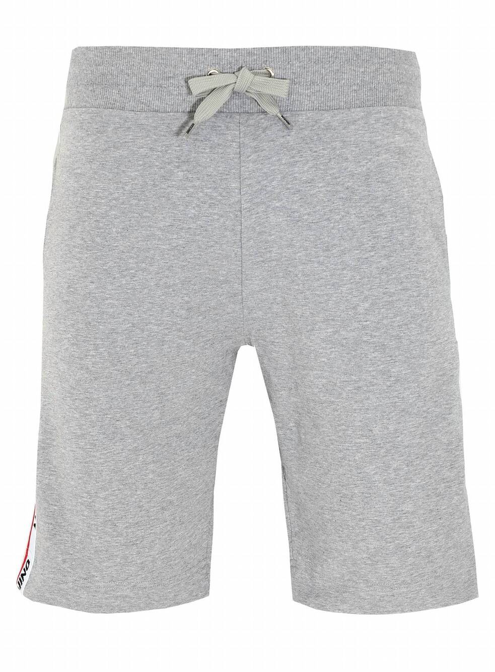 NEW MOSCHINO men's side stripe logo shorts in grey